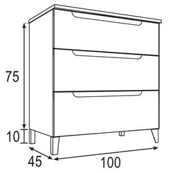 Mueble + lavabo zalama 100x45 cm blanco mate 3 cajones con patas