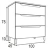 Mueble + lavabo zalama 100x45 cm blanco mate 3 cajones con patas