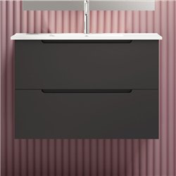 Mueble + lavabo zalama 100x45 cm grafito mate 2 cajones suspendido