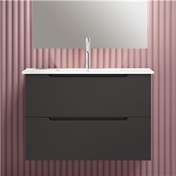 Mueble + lavabo zalama 100x45 cm grafito mate 2 cajones suspendido