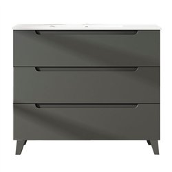Mueble + lavabo zalama 100x45 cm grafito mate 3 cajones con patas