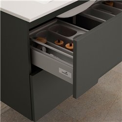 Mueble + lavabo zalama 100x45 cm grafito mate 3 cajones con patas
