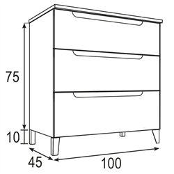 Mueble + lavabo zalama 100x45 cm grafito mate 3 cajones con patas