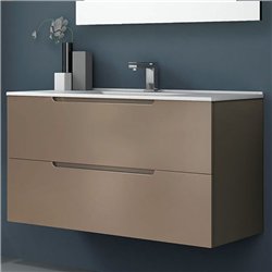 Mueble + lavabo zalama 100x45 cm moka mate 2 cajones suspendido