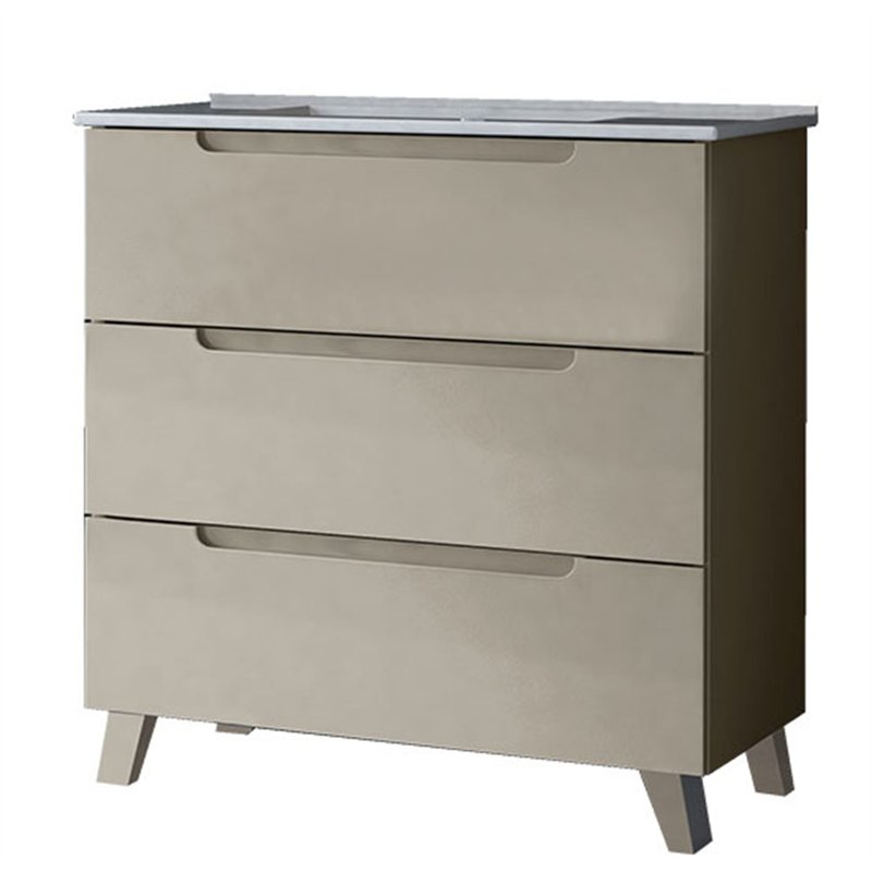 Mueble + lavabo zalama 100x45 cm moka mate 3 cajones con patas