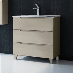Mueble + lavabo zalama 100x45 cm moka mate 3 cajones con patas