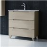 Mueble + lavabo zalama 100x45 cm moka mate 3 cajones con patas