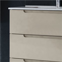 Mueble + lavabo zalama 100x45 cm moka mate 3 cajones con patas