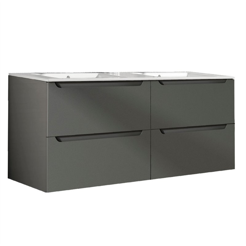 Mueble + lavabo zalama 120x45 cm grafito mate 2 cajones suspendido