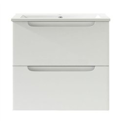 Mueble + lavabo zalama 60x45 cm blanco mate 2 cajones suspendido