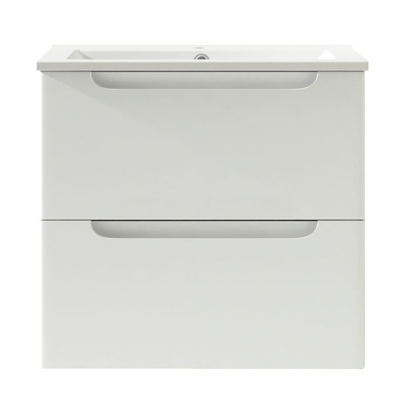 Mueble + lavabo zalama 60x45 cm blanco mate 2 cajones suspendido