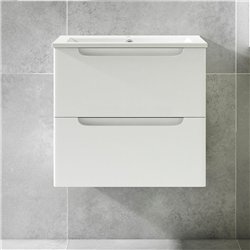 Mueble + lavabo zalama 60x45 cm blanco mate 2 cajones suspendido
