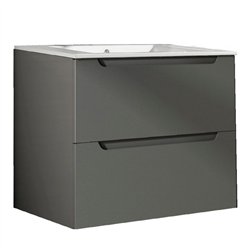Mueble + lavabo zalama 60x45 cm grafito mate 2 cajones suspendido