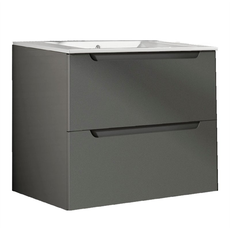 Mueble + lavabo zalama 60x45 cm grafito mate 2 cajones suspendido