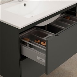 Mueble + lavabo zalama 60x45 cm grafito mate 2 cajones suspendido