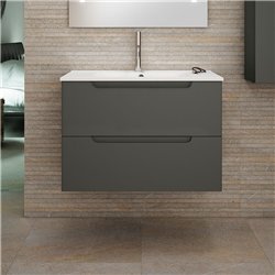Mueble + lavabo zalama 60x45 cm grafito mate 2 cajones suspendido