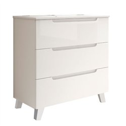 Mueble + lavabo zalama 80x45 cm blanco mate 3 cajones con patas