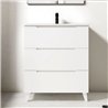 Mueble + lavabo zalama 80x45 cm blanco mate 3 cajones con patas