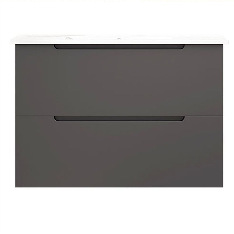 Mueble + lavabo zalama 80x45 cm grafito mate 2 cajones suspendido