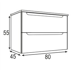 Mueble + lavabo zalama 80x45 cm grafito mate 2 cajones suspendido