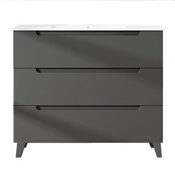 Mueble + lavabo zalama 80x45 cm grafito mate 3 cajones con patas