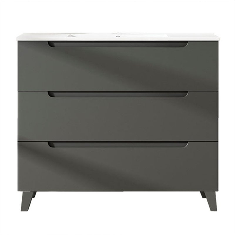Mueble + lavabo zalama 80x45 cm grafito mate 3 cajones con patas
