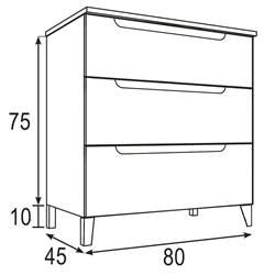 Mueble + lavabo zalama 80x45 cm grafito mate 3 cajones con patas