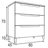 Mueble + lavabo zalama 80x45 cm grafito mate 3 cajones con patas