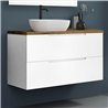 Mueble + lavabo zalama sobre encimera 100x45 cm blanco mate 2 cajones suspendido
