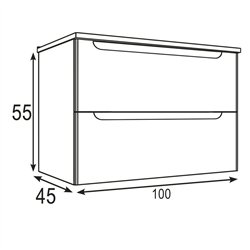 Mueble + lavabo zalama sobre encimera 100x45 cm grafito mate 2 cajones suspendid