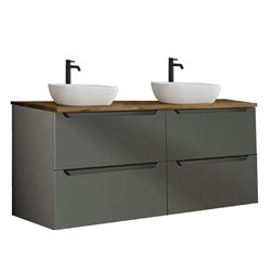 Mueble + lavabo zalama sobre encimera 120x45 cm grafito mate 2 cajones suspendid