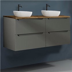 Mueble + lavabo zalama sobre encimera 120x45 cm grafito mate 2 cajones suspendid