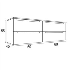 Mueble + lavabo zalama sobre encimera 120x45 cm grafito mate 2 cajones suspendid