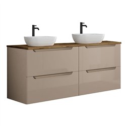 Mueble + lavabo zalama sobre encimera 120x45 cm moka mate 2 cajones suspendido