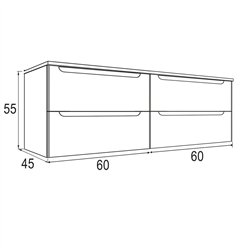 Mueble + lavabo zalama sobre encimera 120x45 cm moka mate 2 cajones suspendido