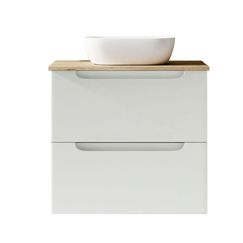 Mueble + lavabo zalama sobre encimera 60x45 cm blanco mate 2 cajones suspendido