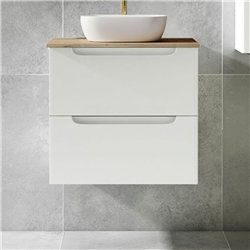 Mueble + lavabo zalama sobre encimera 60x45 cm blanco mate 2 cajones suspendido