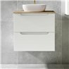 Mueble + lavabo zalama sobre encimera 60x45 cm blanco mate 2 cajones suspendido