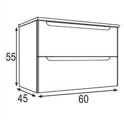 Mueble + lavabo zalama sobre encimera 60x45 cm blanco mate 2 cajones suspendido
