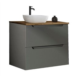 Mueble + lavabo zalama sobre encimera 60x45 cm grafito mate 2 cajones suspendido