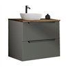 Mueble + lavabo zalama sobre encimera 60x45 cm grafito mate 2 cajones suspendido