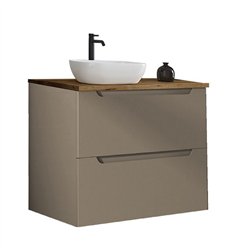 Mueble + lavabo zalama sobre encimera 60x45 cm moka mate 2 cajones suspendido