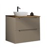 Mueble + lavabo zalama sobre encimera 60x45 cm moka mate 2 cajones suspendido