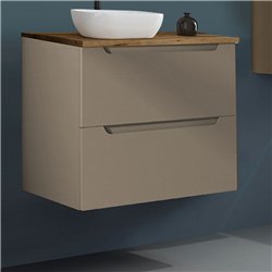 Mueble + lavabo zalama sobre encimera 60x45 cm moka mate 2 cajones suspendido