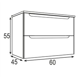 Mueble + lavabo zalama sobre encimera 60x45 cm moka mate 2 cajones suspendido