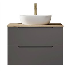 Mueble + lavabo zalama sobre encimera 80x45 cm grafito mate 2 cajones suspendido