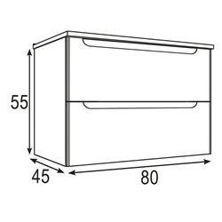 Mueble + lavabo zalama sobre encimera 80x45 cm grafito mate 2 cajones suspendido