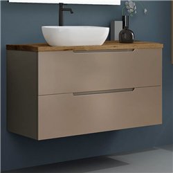 Mueble + lavabo zalama sobre encimera 80x45 cm moka mate 2 cajones suspendido