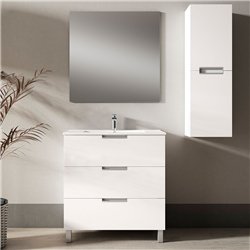 Conjunto de baño arcena 80x45 cm blanco brillo 3 cajones con patas