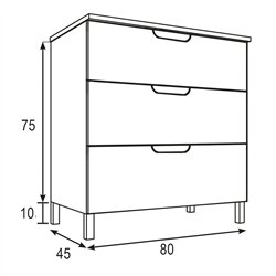 Conjunto de baño arcena 80x45 cm roble mate 3 cajones con patas